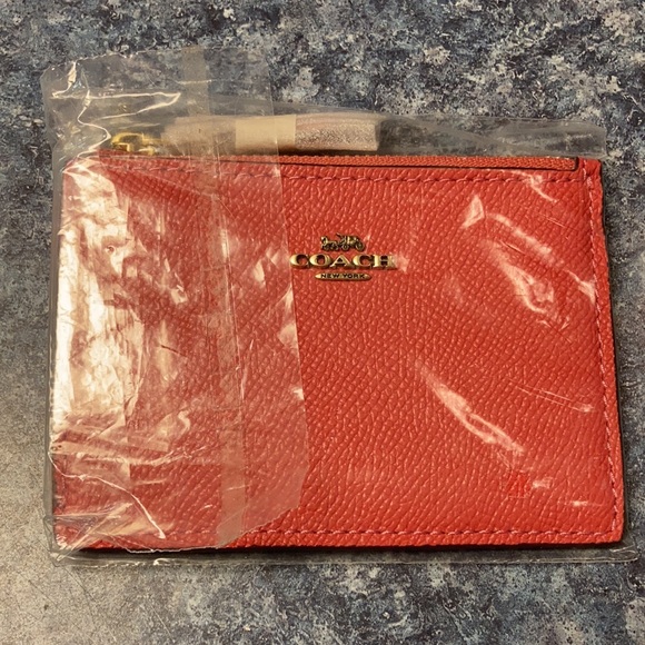 Coach mini skinny card case. Brass/watermelon. New w/tags - Picture 4 of 5